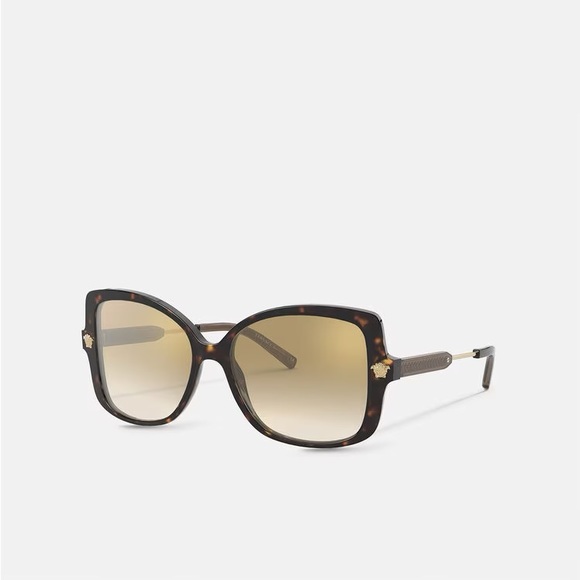 New - VERSACE VE4390F 108/6E Dark Havana / Brown Gold Flash 56m Sunglasses - Picture 4 of 8